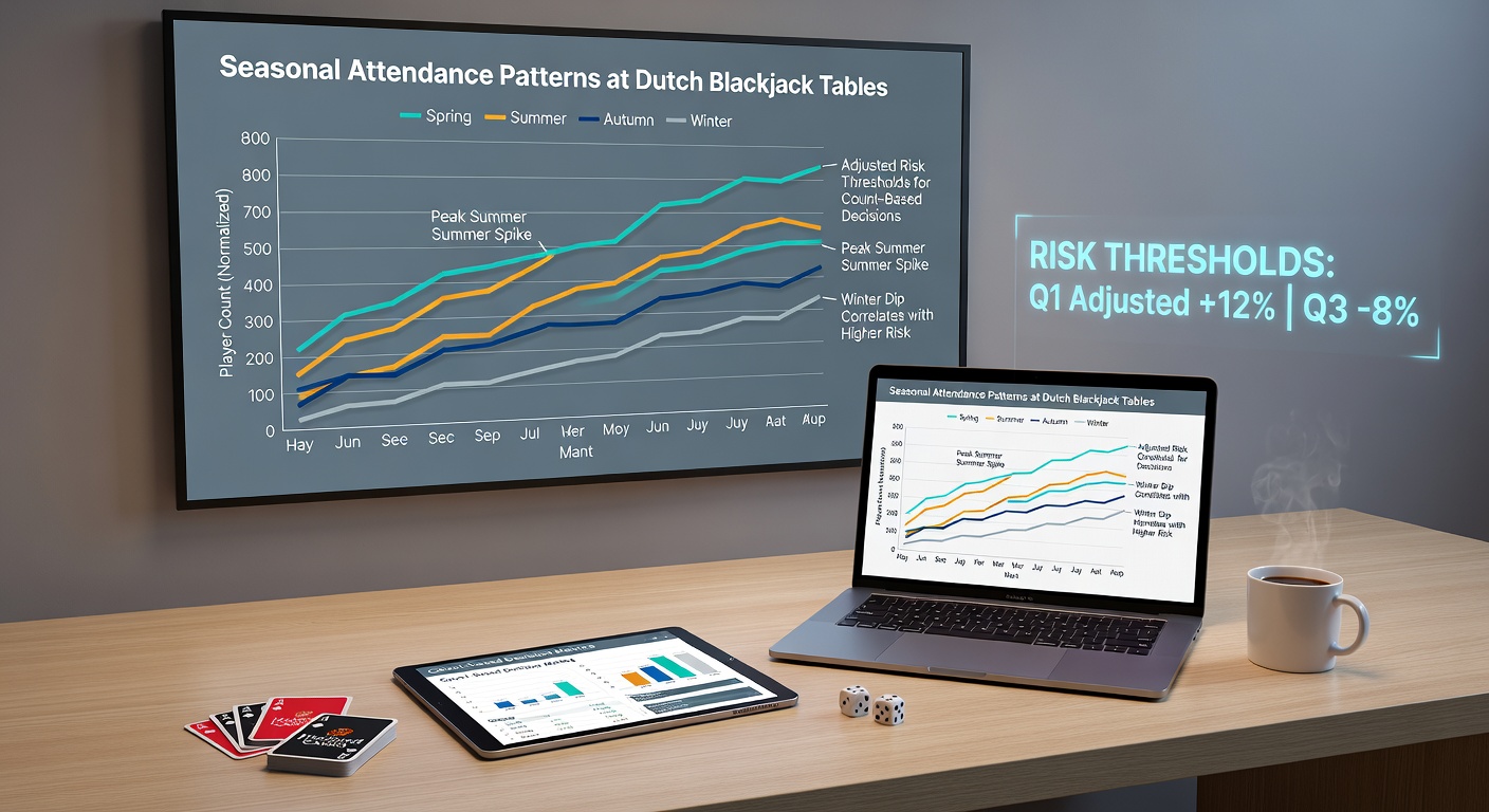 Overzicht van seizoensgebonden bezoekersaantallen aan blackjacktafels in Nederlandse casino's met grafieken en data-analyse