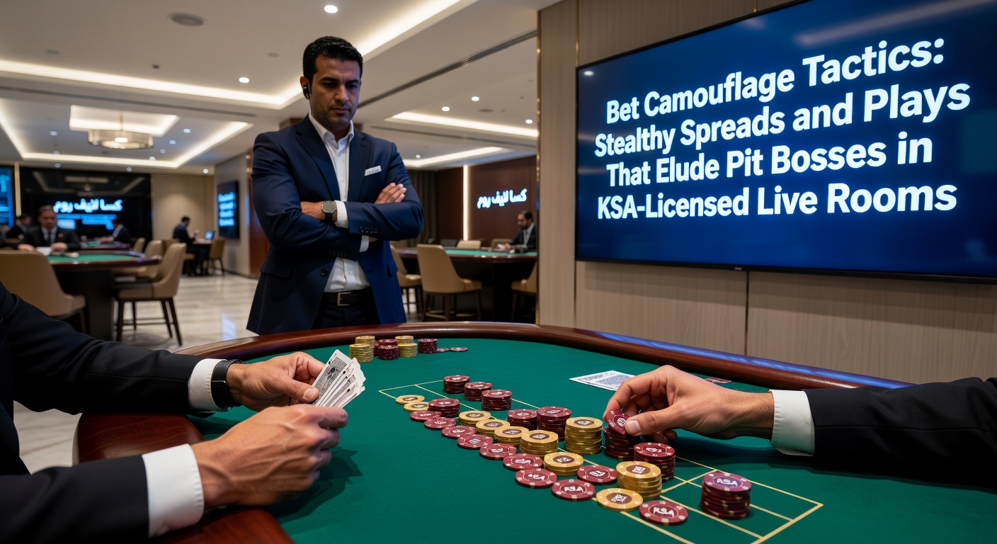 Speler aan blackjacktafel in live casino met pit boss op de achtergrond, illustrerend subtiele wedtactieken