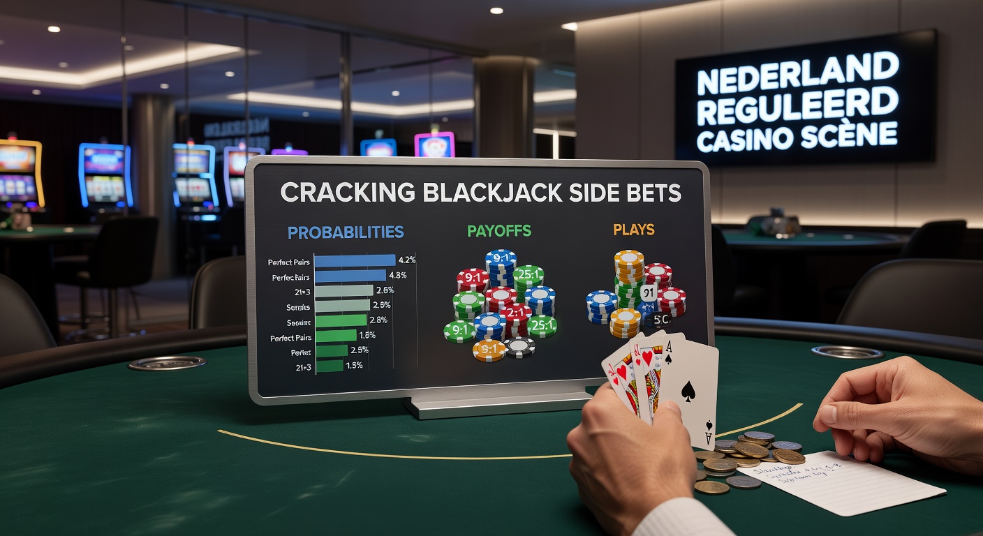 Blackjack tafel met side bets opties in een Nederlands live casino, waar spelers extra inzetten plaatsen naast de hoofdhand