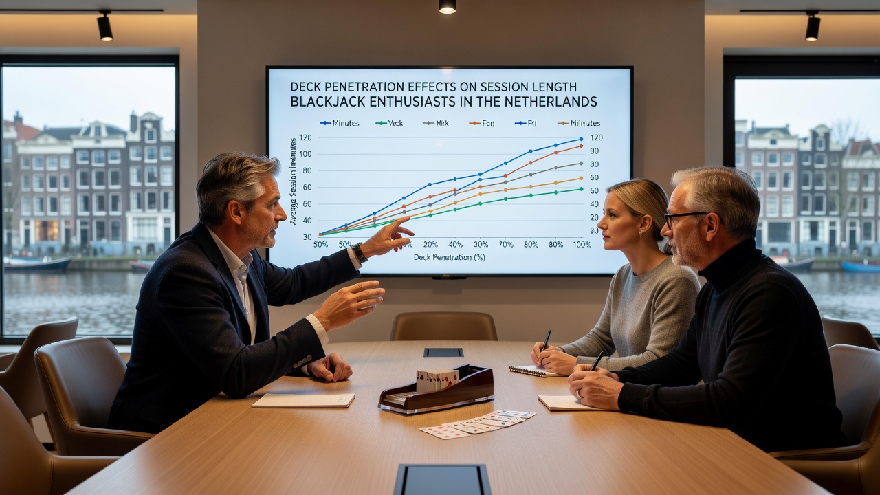 Close-up van blackjack kaarten en penetratie marker op een Nederlandse online tafel