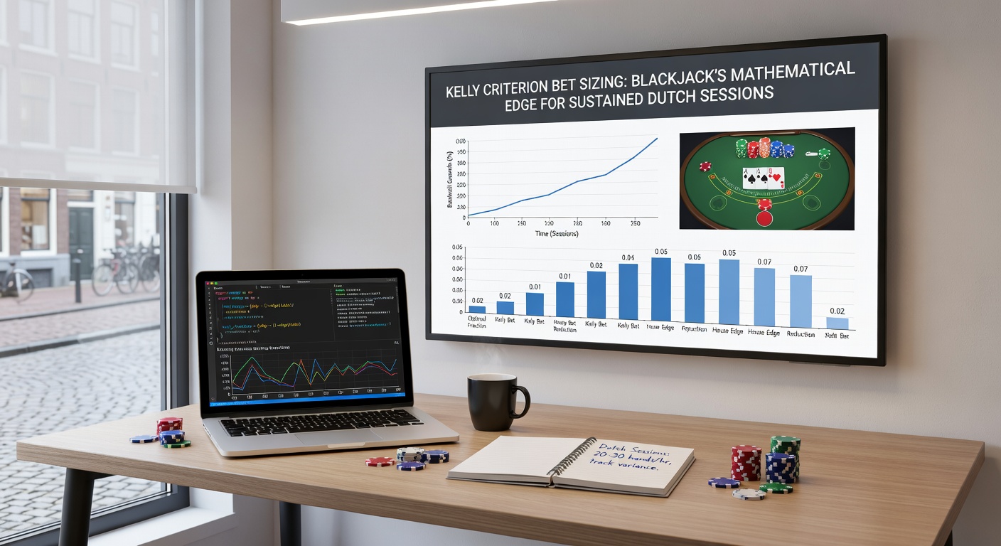 Voorbeeldgrafiek van bankrollgroei met Kelly Criterion versus flat betting in een typische blackjacksimulatie over 10.000 handen