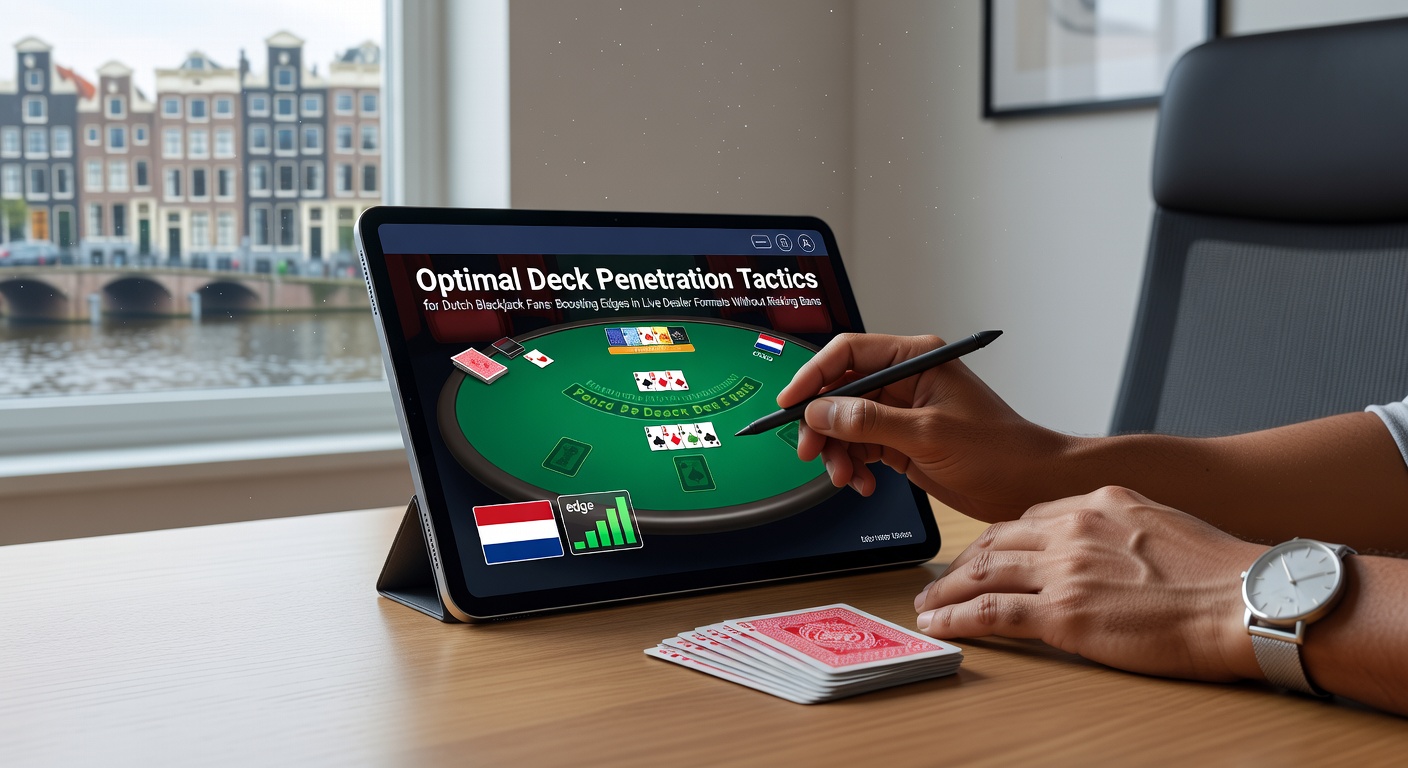 Grafiek met deckpenetratiepercentages in live blackjack-spellen, toonhoogte van dealer-shuffles en bijbehorende speler-voordelen