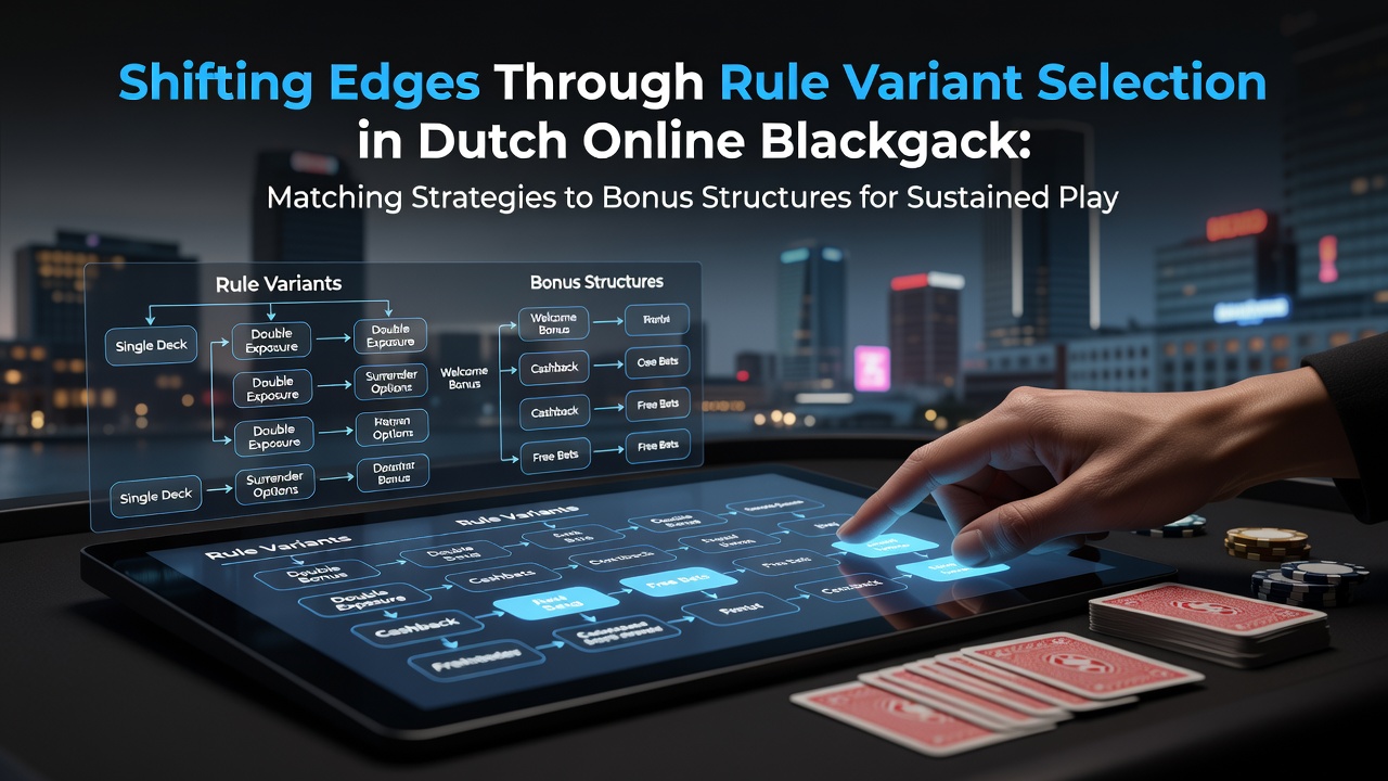 Nederlandse online blackjack tafel met verschillende regelvarianten en bonusindicatoren op het scherm