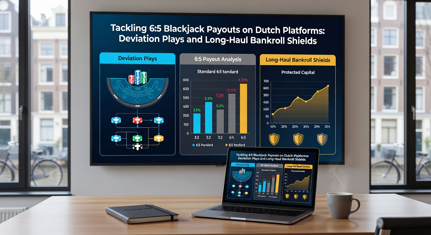 Grafiek met house edge vergelijkingen tussen 3:2 en 6:5 blackjack, inclusief deviation impacts voor Nederlandse spelers